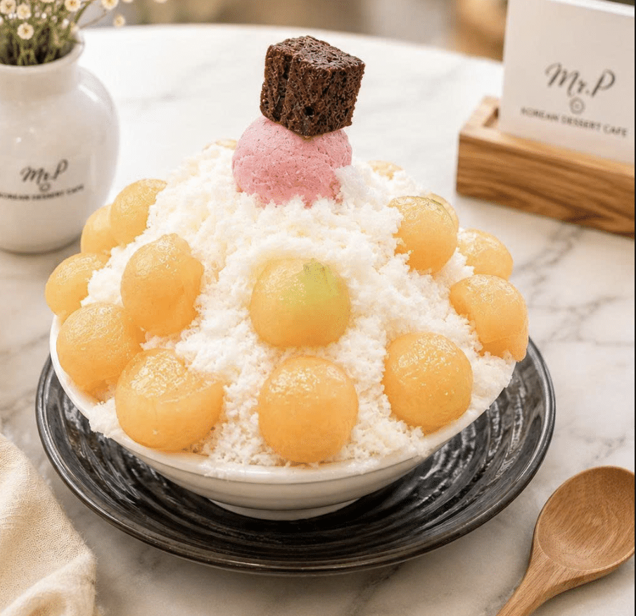 Menu Bingsu dưa lưới